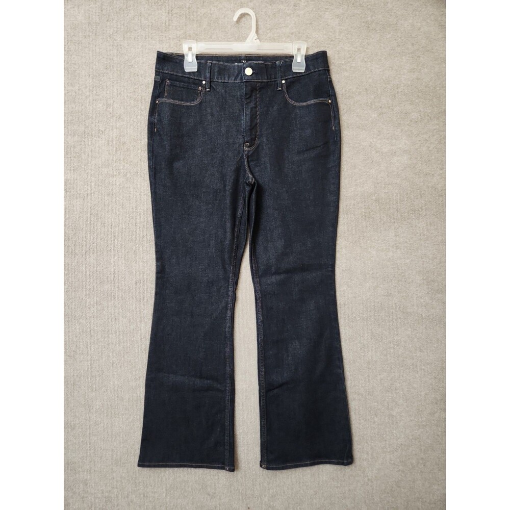 White House Black Market Boot Cut Jeans Womens 12 Short Blue Dark Wash Stretch